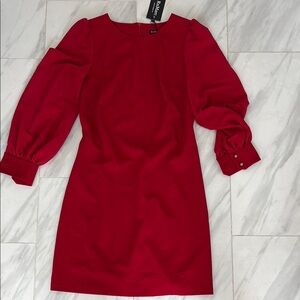 Red Sheath Dress with Bishop Sleeves